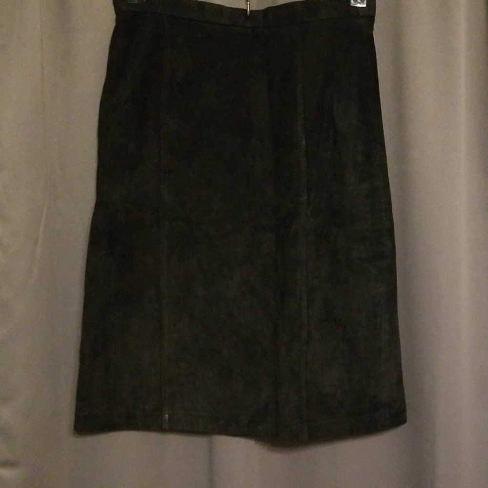 CFoxrun (vintage?) Womens/Juniors Black‎ Leather Skirt Lined Sz 7 EUC